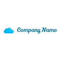 Deep Sky Blue Cloud computing on a White background - Abstract